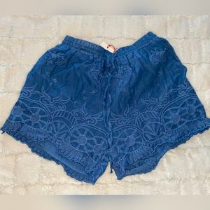 Solitaire Blue Embroidered Shorts